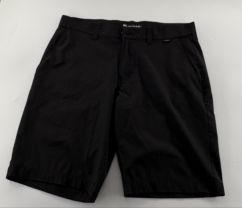 TravisMathew Golf Shorts Men's 32 Black Performance Stretch Flat Front